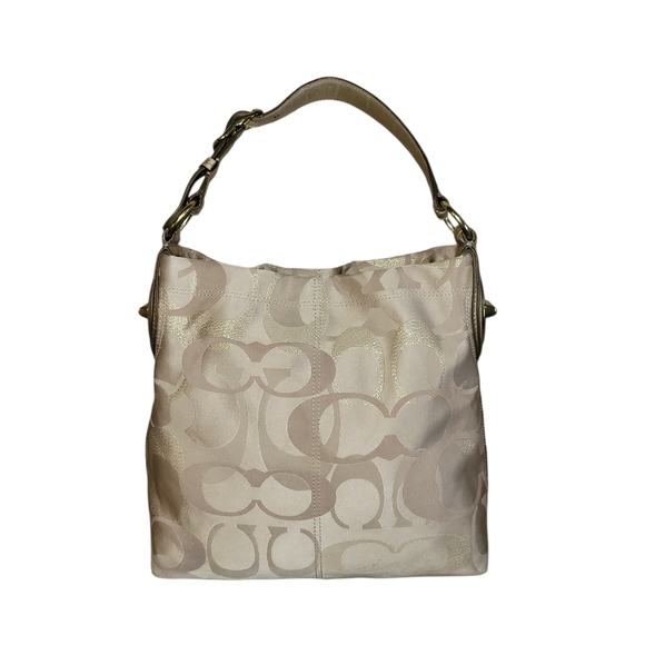 Coach Handbags - Coach Cream Shoulder Bag with Gold Accents